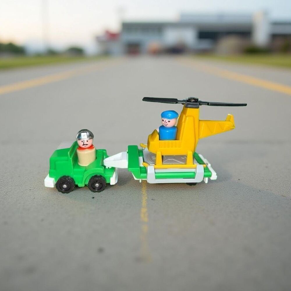 Vintage Fisher Price Little People - #344 Little Trucks "Copter Rig" W/Box
